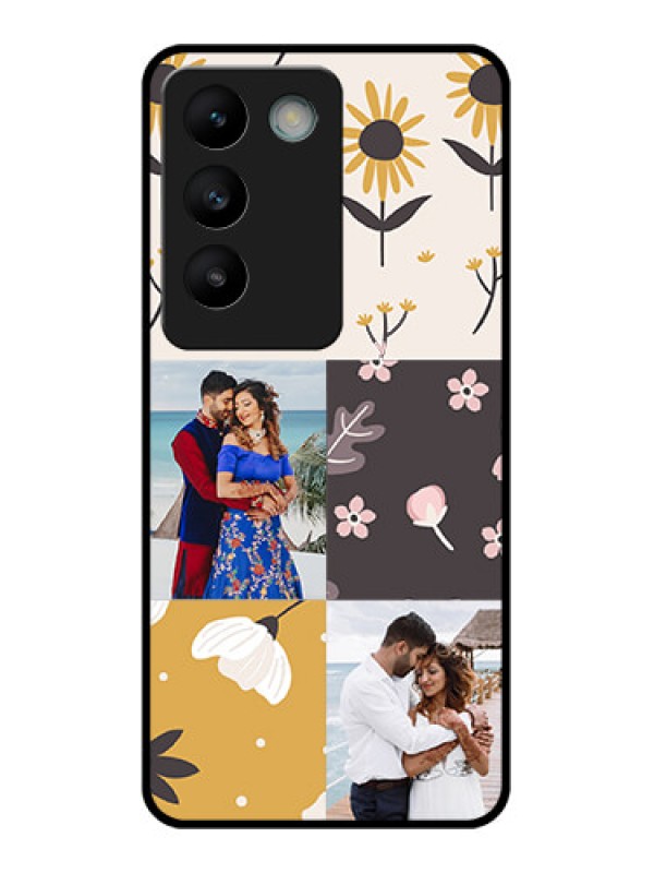 Custom Vivo Y200E 5G Custom Glass Phone Case3 Images With Floral Design