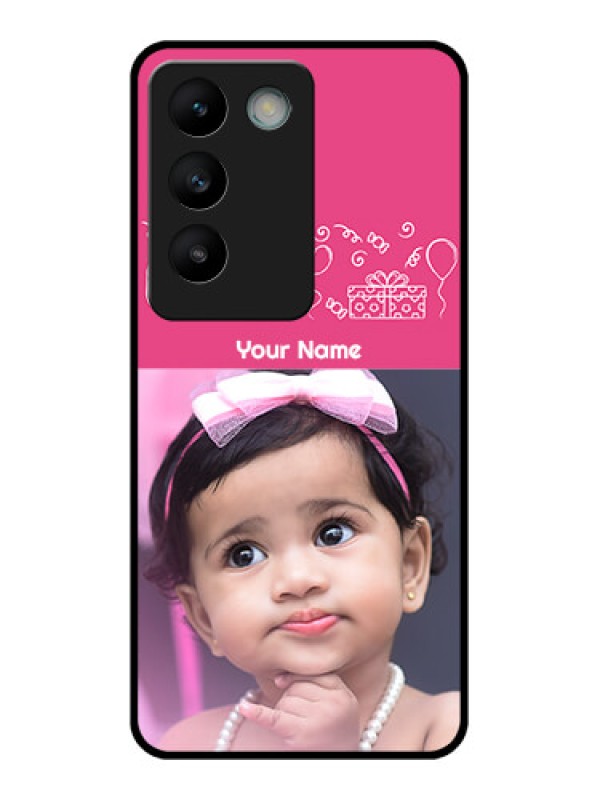 Custom Vivo Y200E 5G Custom Glass Phone CaseWith Birthday Line Art Design