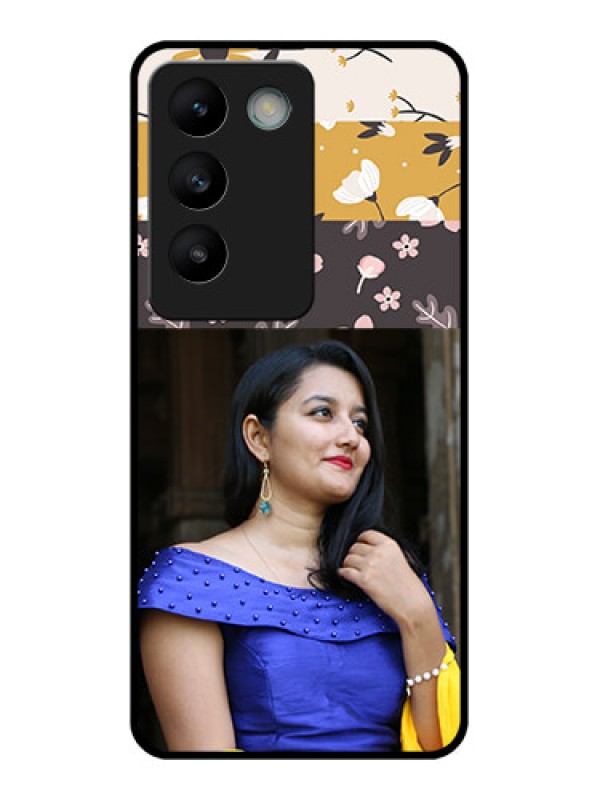 Custom Vivo Y200E 5G Custom Glass Phone CaseStylish Floral Design