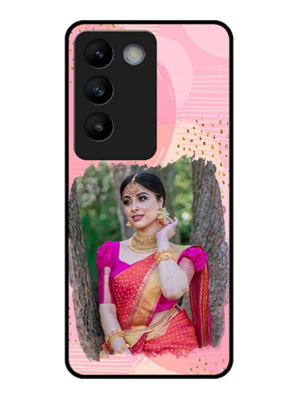Custom Vivo Y200E 5G Custom Glass Phone CaseGold Glitter Splash Design