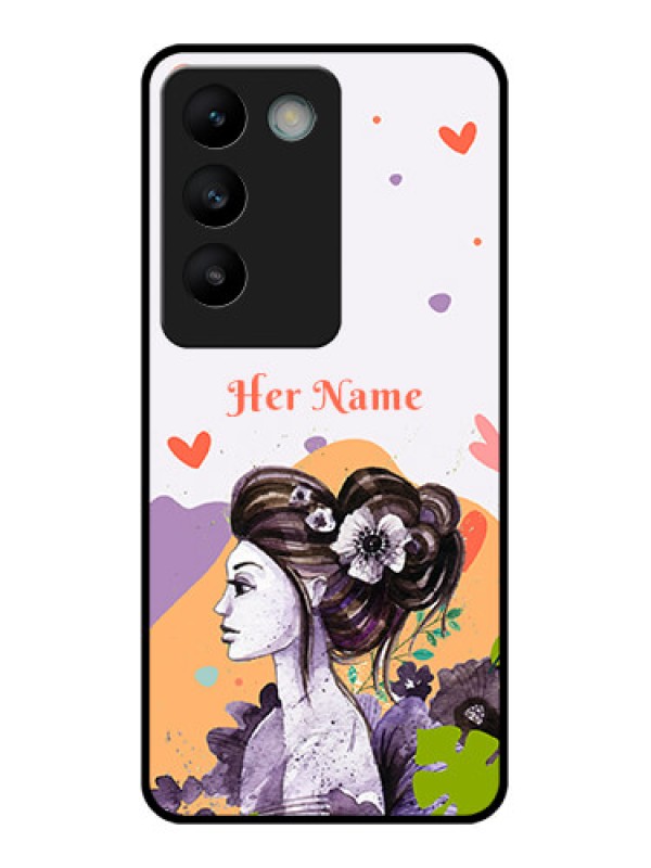 Custom Vivo Y200E 5G Custom Glass Phone CaseWoman And Nature Design
