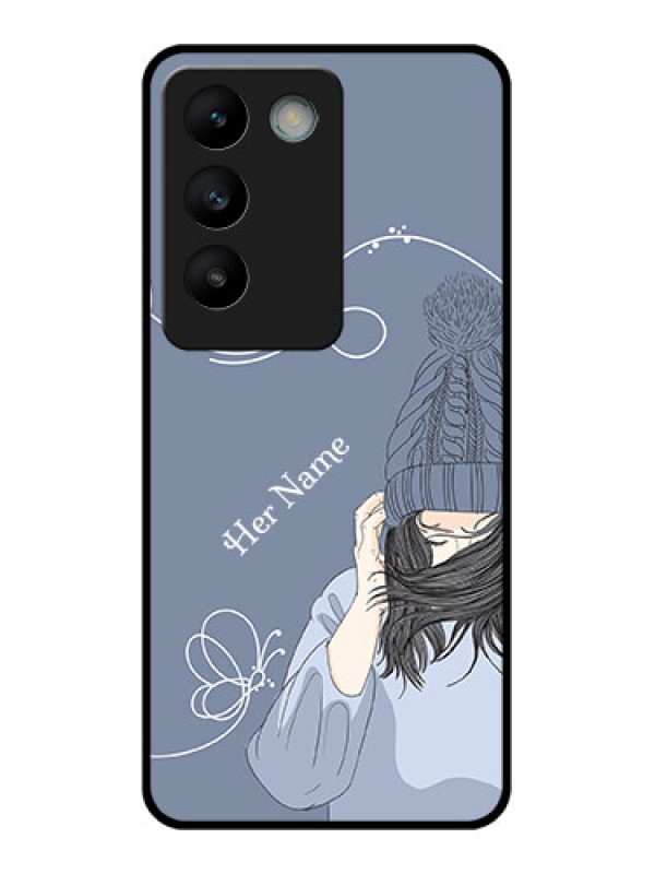 Custom Vivo Y200E 5G Custom Glass Phone CaseGirl In Winter Outfit Design