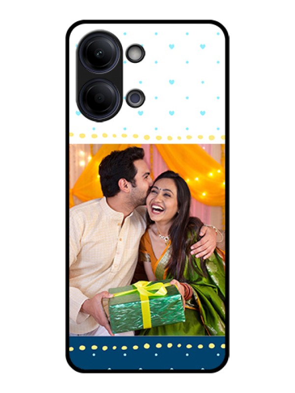 Custom Vivo Y21 5G Custom Glass Phone Case - White And Blue Abstract Design