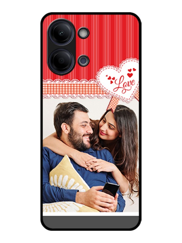 Custom Vivo Y21 5G Custom Glass Phone Case - Red Love Pattern Design