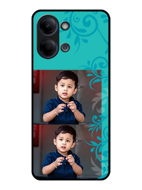 Custom Vivo Y21 5G Custom Glass Phone Case - With Photo And Green Floral Design