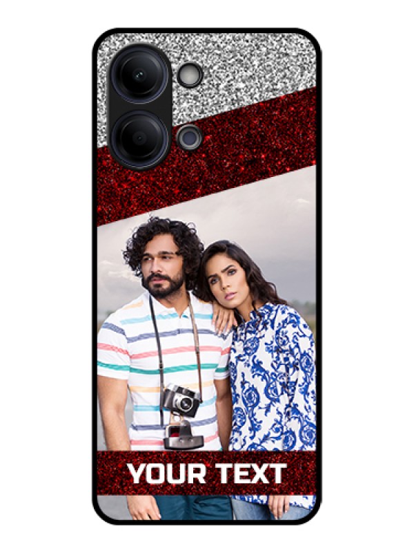 Custom Vivo Y21 5G Custom Glass Phone Case - Image Holder With Glitter Strip Design