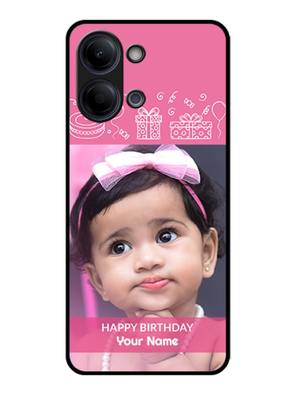 Custom Vivo Y21 5G Custom Glass Phone Case - With Birthday Line Art Design