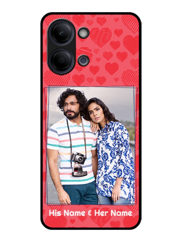 Custom Vivo Y21 5G Custom Glass Phone Case - With Red Heart Symbols Design