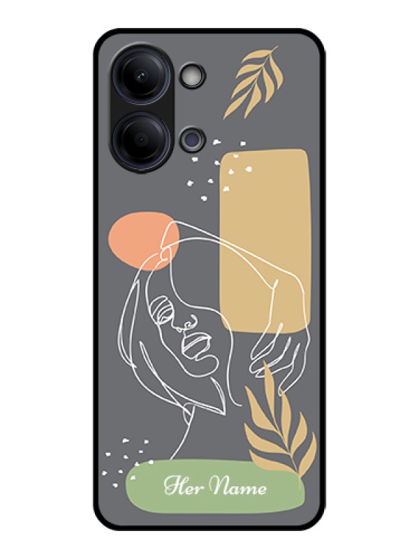 Custom Vivo Y21 5G Custom Glass Phone Case - Gazing Woman Line Art Design