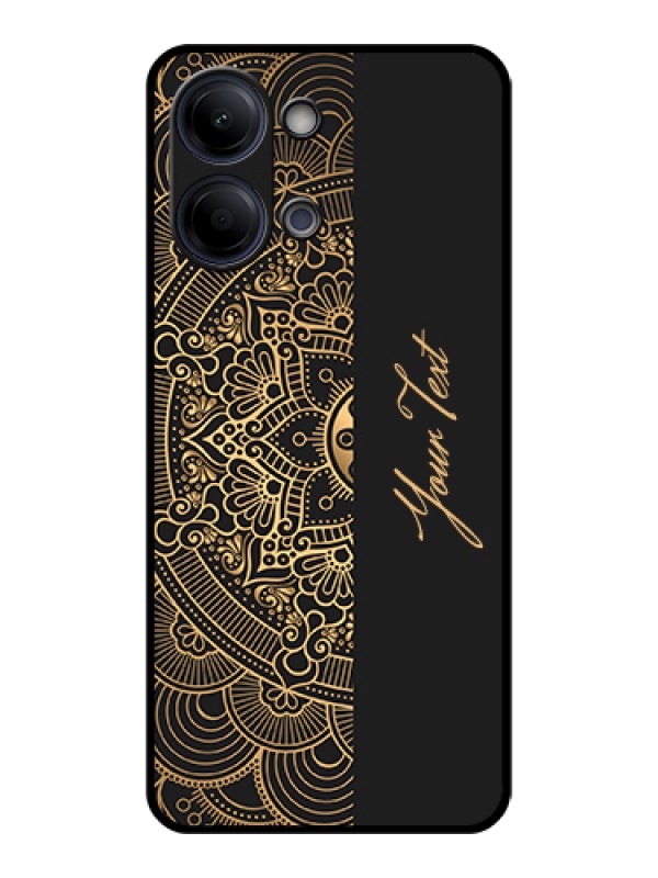 Custom Vivo Y21 5G Custom Glass Phone Case - Mandala Art With Custom Text Design