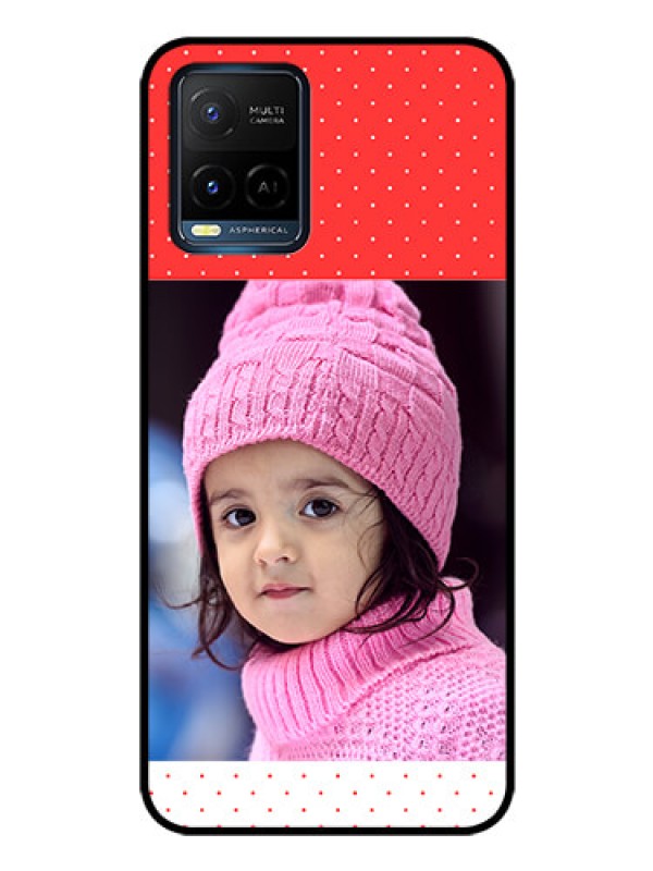 Custom Vivo Y21 Photo Printing on Glass Case - Red Pattern Design