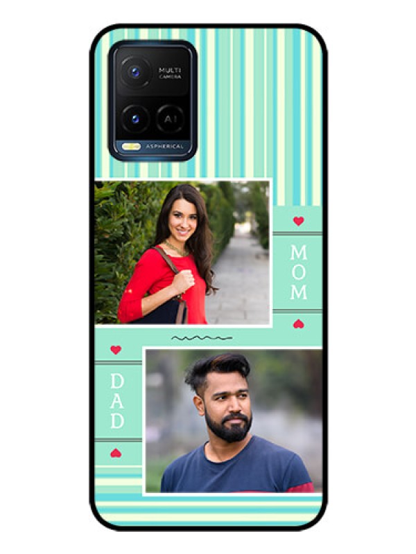 Custom Vivo Y21 Custom Glass Phone Case - Mom & Dad Pic Design