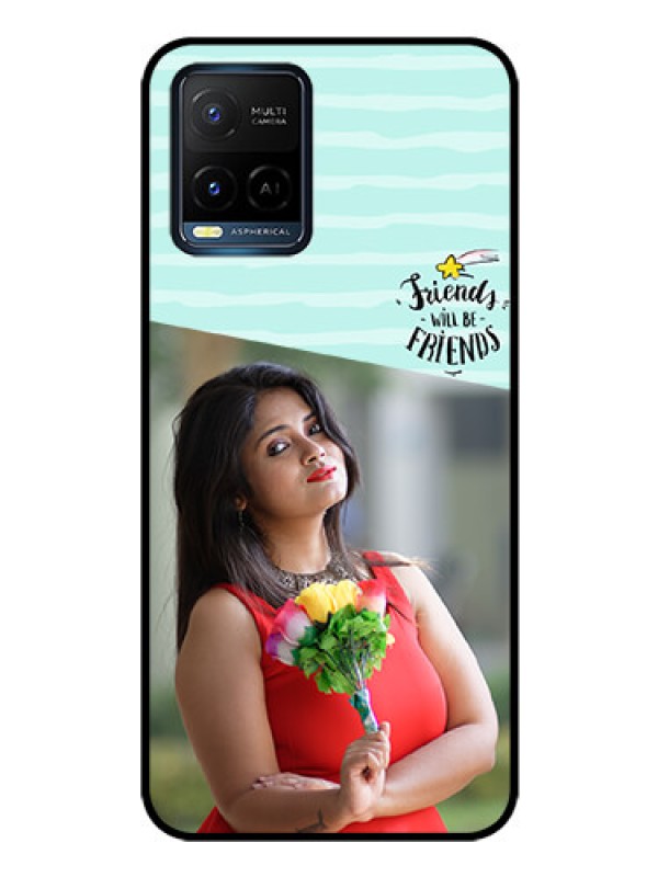 Custom Vivo Y21 Custom Glass Phone Case - Friends Picture Icon Design