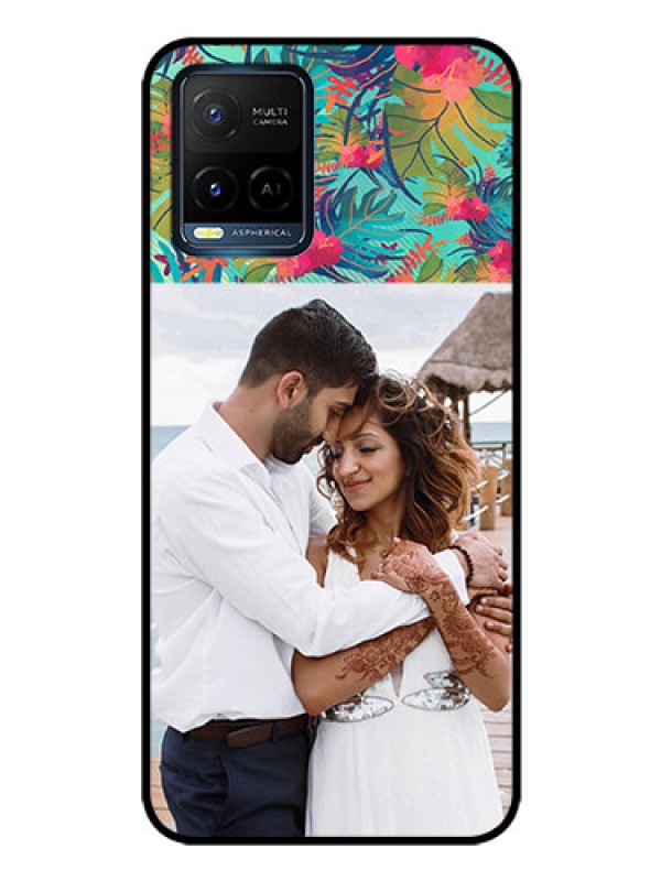 Custom Vivo Y21 Photo Printing on Glass Case - Watercolor Floral Design