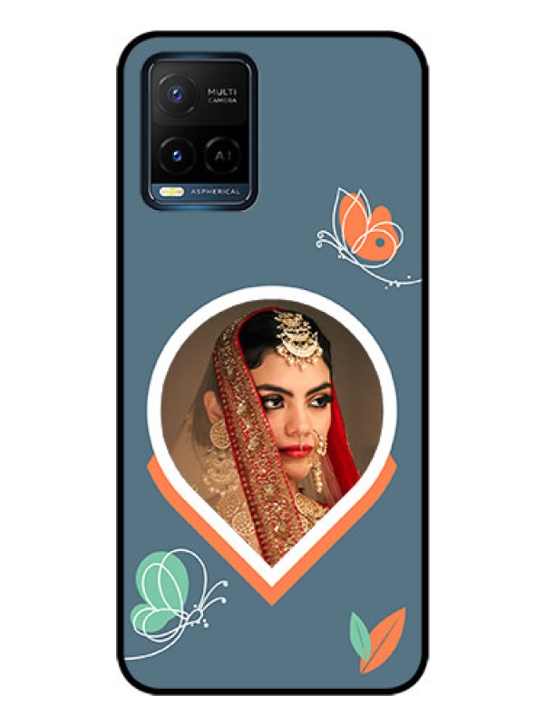 Custom Vivo Y21A Custom Glass Mobile Case - Droplet Butterflies Design