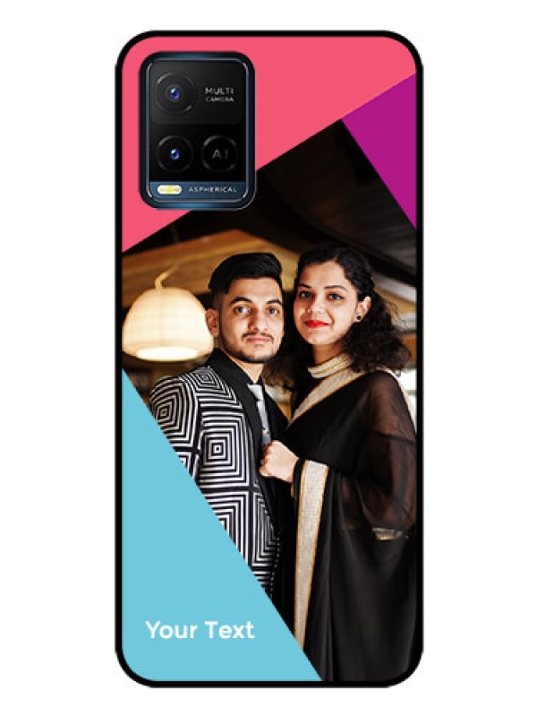 Custom Vivo Y21A Custom Glass Mobile Case - Stacked Triple colour Design