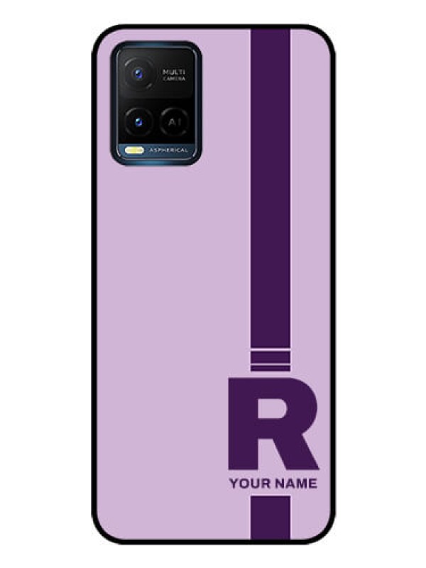 Custom Vivo Y21A Photo Printing on Glass Case - Simple dual tone stripe with name Design