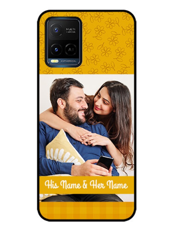 Custom Vivo Y21e Custom Glass Mobile Case - Yellow Floral Design