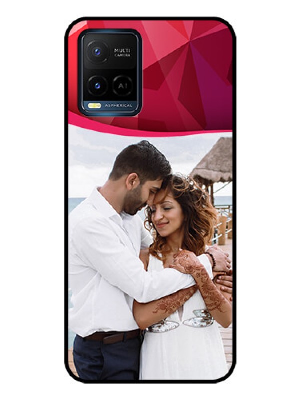 Custom Vivo Y21e Custom Glass Mobile Case - Red Abstract Design