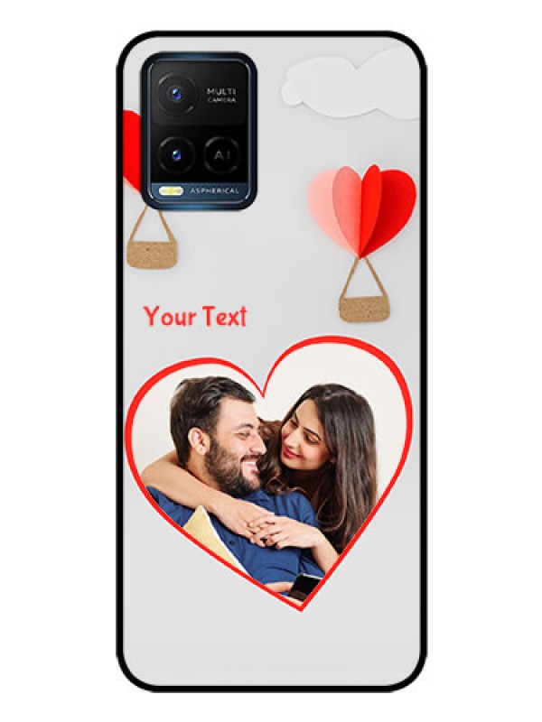 Custom Vivo Y21e Custom Glass Mobile Case - Parachute Love Design