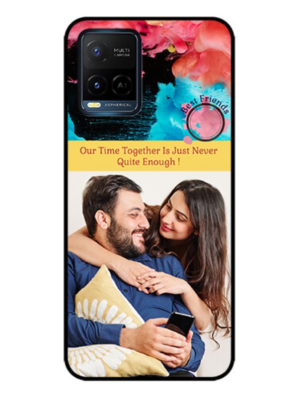 Custom Vivo Y21e Custom Glass Mobile Case - Quote with Acrylic Painting Design