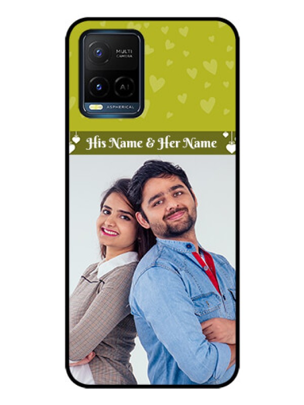 Custom Vivo Y21e Custom Glass Phone Case - You & Me Heart Design