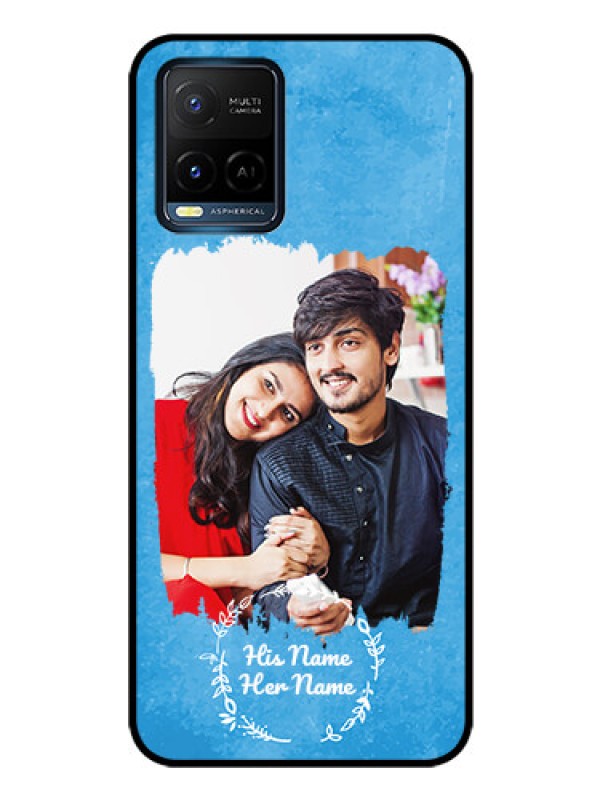 Custom Vivo Y21E Custom Glass Phone Case - Blue Color Vintage Design