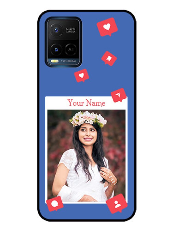 Custom Vivo Y21E Custom Glass Phone Case - Like Share And Comment Design