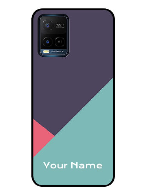 Custom Vivo Y21E Custom Glass Mobile Case - Tri Color abstract Design