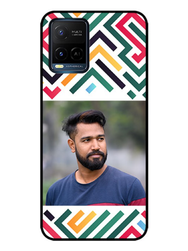 Custom Vivo Y21E Personalized Glass Phone Case - Colorful Maze Pattern Design