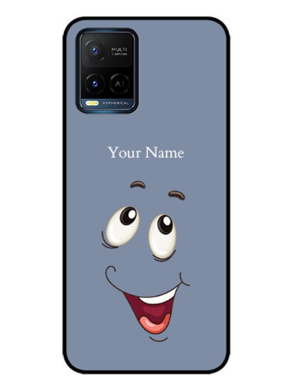 Custom Vivo Y21E Photo Printing on Glass Case - Laughing Cartoon Face Design