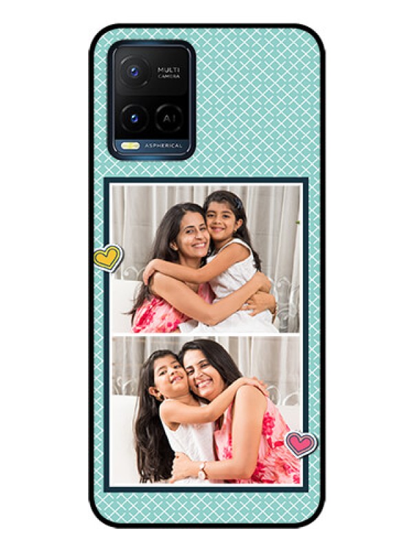 Custom Vivo Y21G Custom Glass Phone Case - 2 Image Holder with Pattern Design