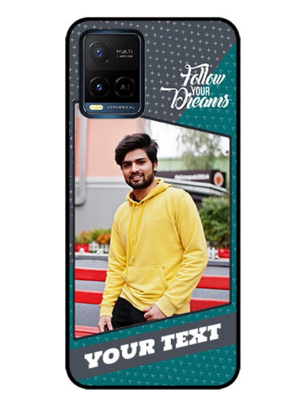 Custom Vivo Y21G Personalized Glass Phone Case - Background Pattern Design with Quote