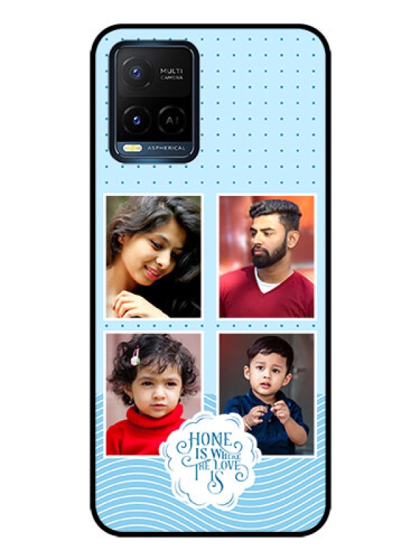 Custom Vivo Y21G Custom Glass Phone Case - Cute love quote with 4 pic upload Design