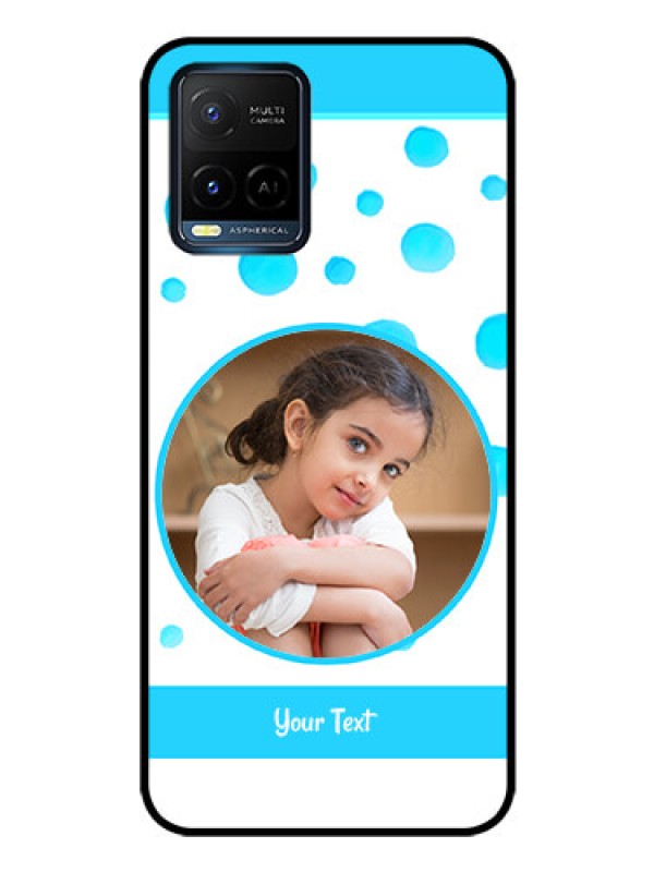 Custom Vivo Y21T Photo Printing on Glass Case - Blue Bubbles Pattern Design