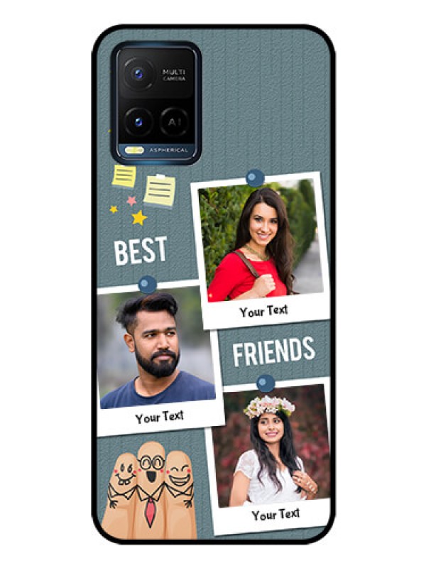 Custom Vivo Y21T Personalized Glass Phone Case - Sticky Frames and Friendship Design