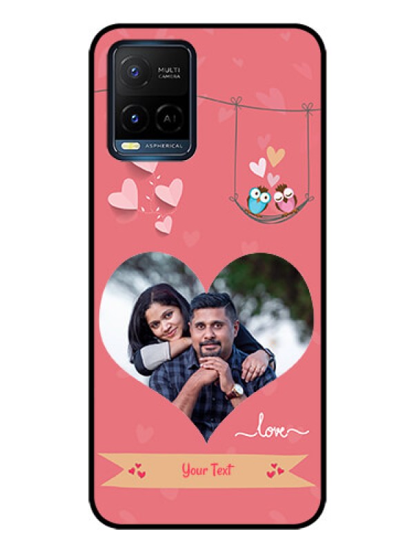 Custom Vivo Y21T Personalized Glass Phone Case - Peach Color Love Design