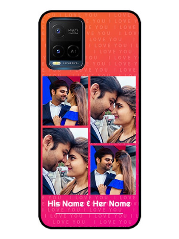 Custom Vivo Y21T Custom Glass Phone Case - I Love You Pink Design