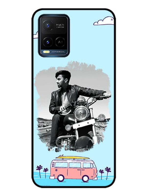 Custom Vivo Y21T Photo Printing on Glass Case - Travel & Adventure Design