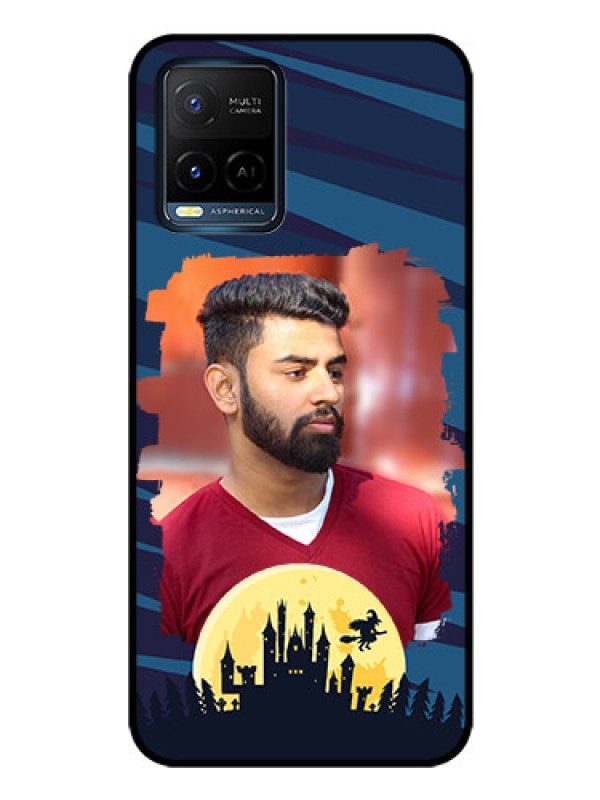 Custom Vivo Y21T Photo Printing on Glass Case - Halloween Witch Design
