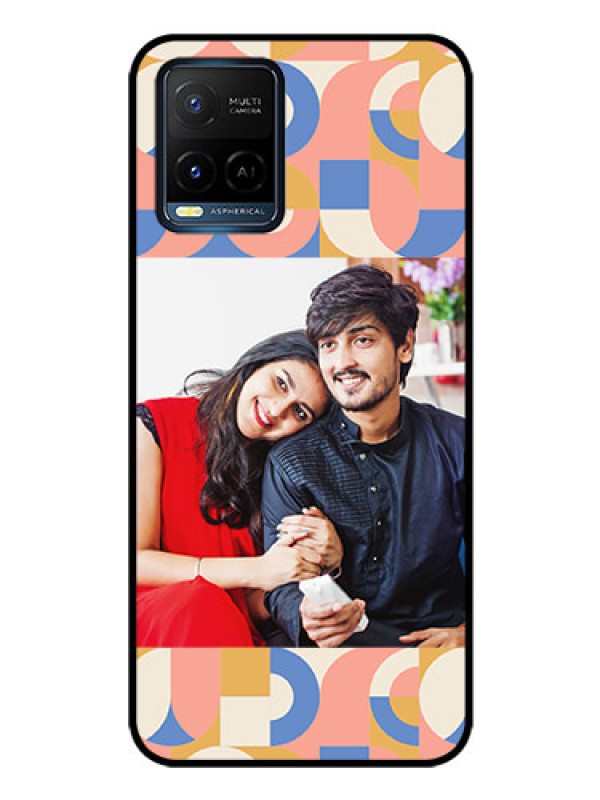 Custom Vivo Y21T Photo Printing on Glass Case - Semi-circle Maze Pattern Design