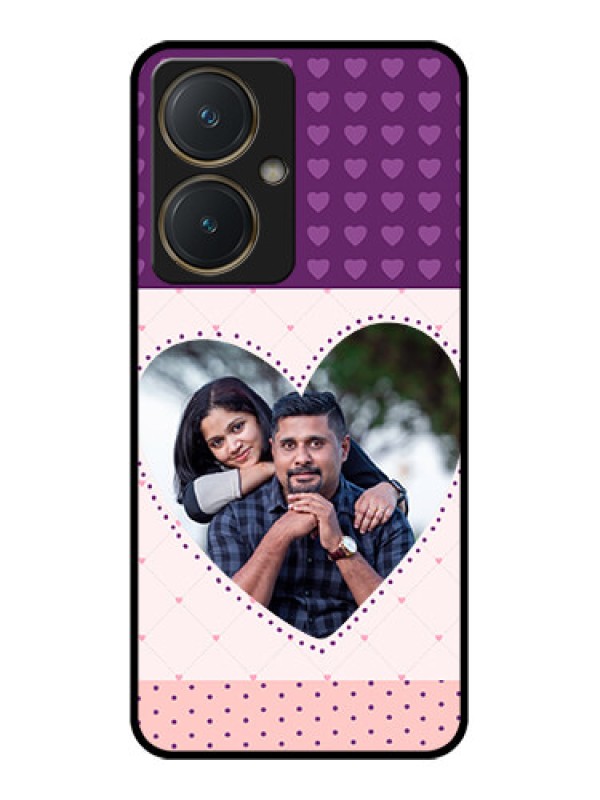 Custom Vivo Y27 Custom Glass Phone Case - Violet Love Dots Design