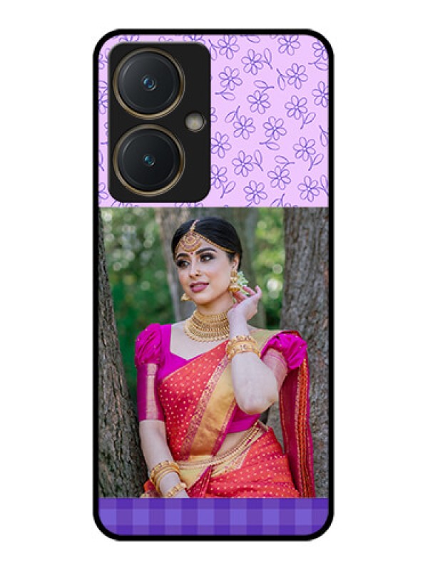 Custom Vivo Y27 Custom Glass Phone Case - Purple Floral Design