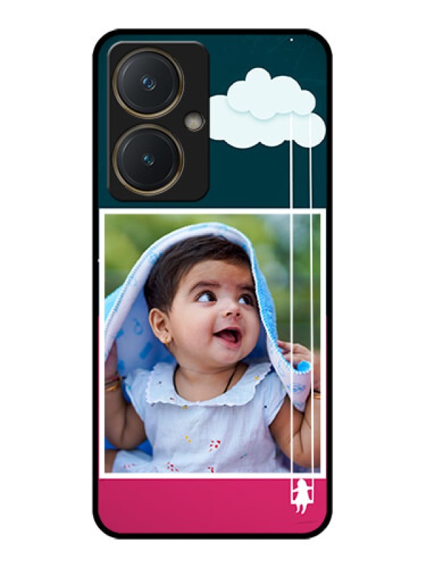 Custom Vivo Y27 Custom Glass Phone Case - Cute Girl With Cloud Design