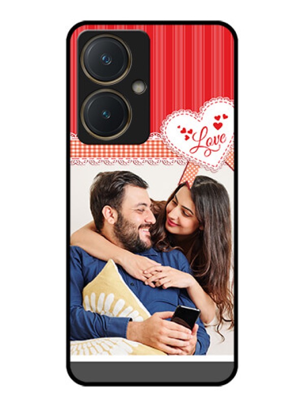 Custom Vivo Y27 Custom Glass Phone Case - Red Love Pattern Design