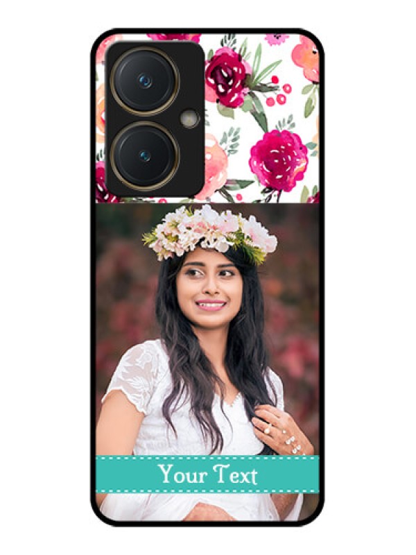 Custom Vivo Y27 Custom Glass Phone Case - Water Colors Floral Design