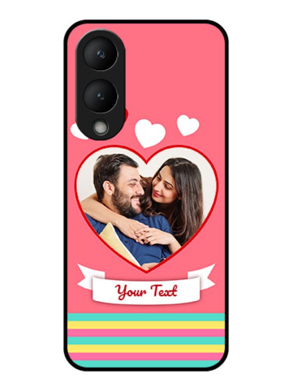 Custom Vivo Y28 5G Custom Glass Phone Case - Love Shapes Doodle Design