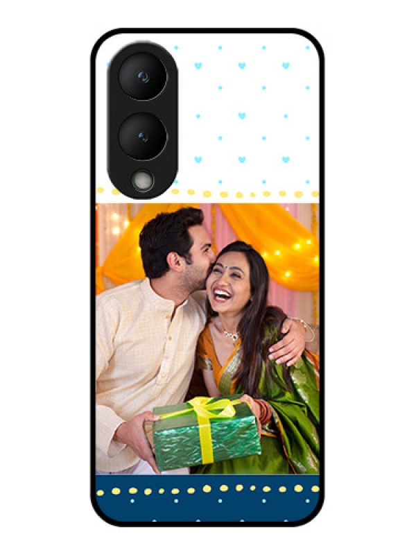 Custom Vivo Y28 5G Custom Glass Phone Case - White And Blue Abstract Design