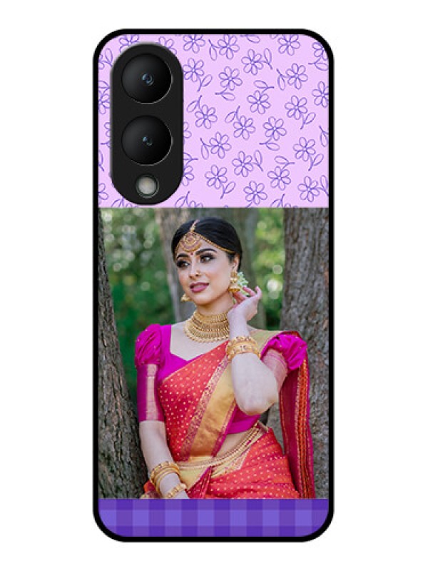 Custom Vivo Y28 5G Custom Glass Phone Case - Purple Floral Design
