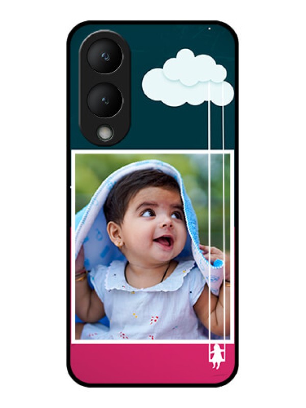 Custom Vivo Y28 5G Custom Glass Phone Case - Cute Girl With Cloud Design
